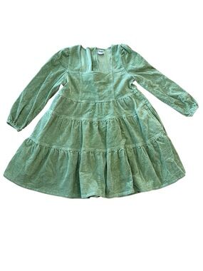 ARULA Pistachio Green Tiered Corduroy Dress, Cottagecore Garden Party EUC Sz X